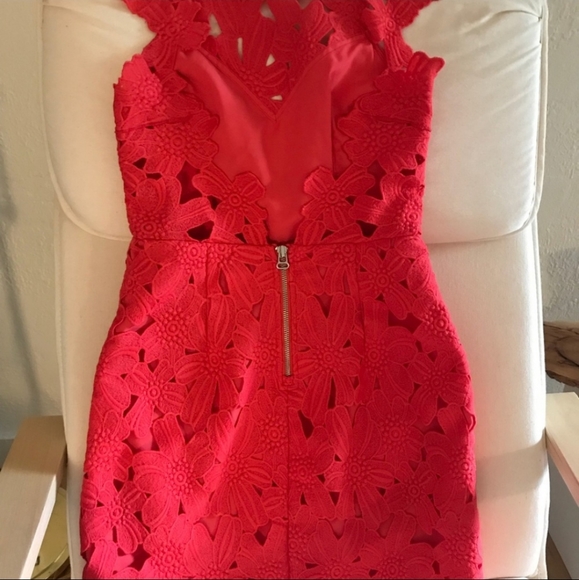 Free People x Saylor Jessa Lace Mini Dress, Bright Red, Sz. L - Picture 7 of 14
